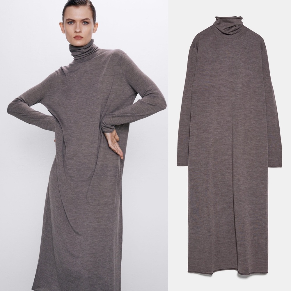 Zara— Merino Wool Turtleneck Dress